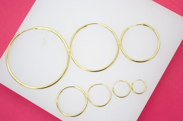 18K Gold Filled Slim Endless Hoop Stud Earrings (K106, 107, 108)
