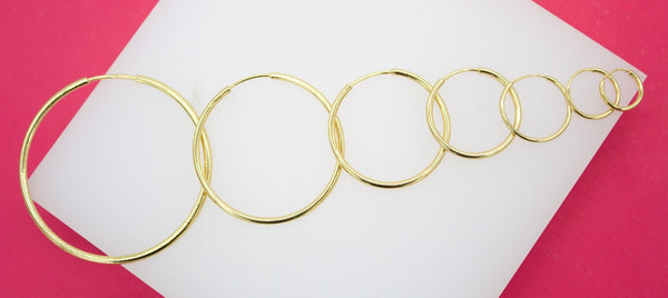 18K Gold Filled Slim Endless Hoop Stud Earrings (K106, 107, 108)