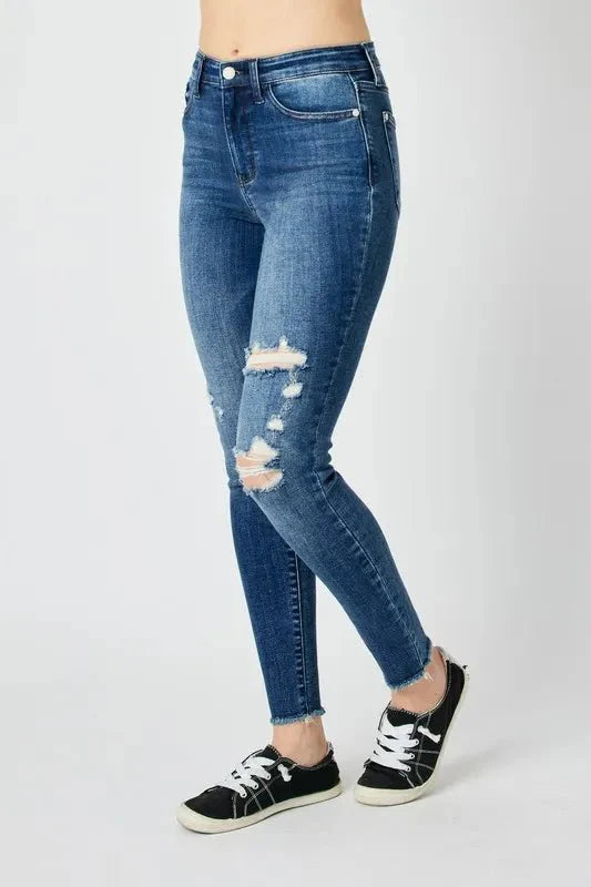 Judy Blue Full Size  High Waist Distressed Skinny Jeans
